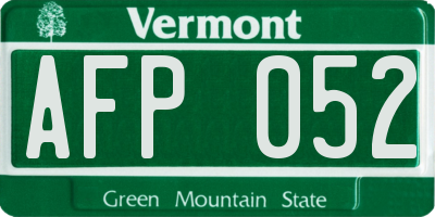 VT license plate AFP052