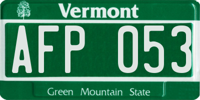 VT license plate AFP053