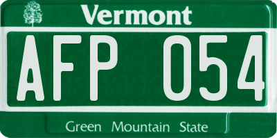 VT license plate AFP054