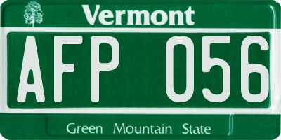 VT license plate AFP056