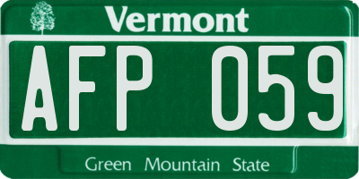 VT license plate AFP059