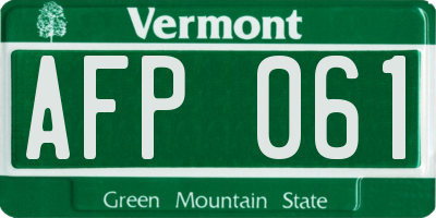 VT license plate AFP061