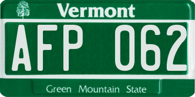 VT license plate AFP062