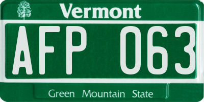 VT license plate AFP063