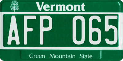 VT license plate AFP065