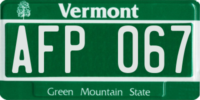 VT license plate AFP067