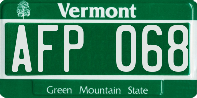 VT license plate AFP068