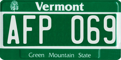 VT license plate AFP069