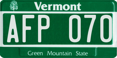 VT license plate AFP070