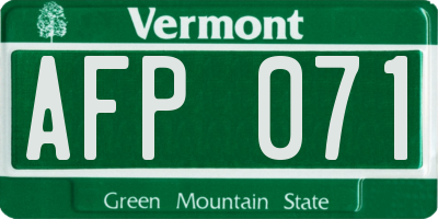 VT license plate AFP071