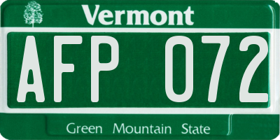 VT license plate AFP072