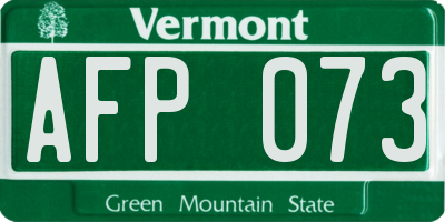 VT license plate AFP073