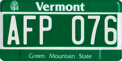 VT license plate AFP076