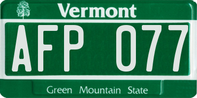 VT license plate AFP077
