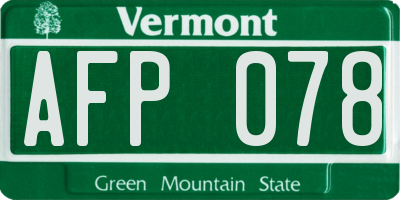 VT license plate AFP078