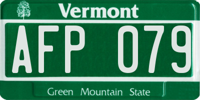 VT license plate AFP079