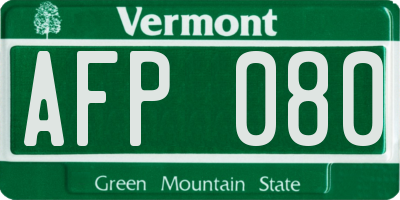 VT license plate AFP080