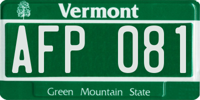 VT license plate AFP081