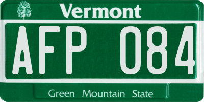 VT license plate AFP084