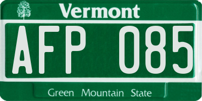 VT license plate AFP085