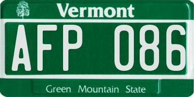 VT license plate AFP086