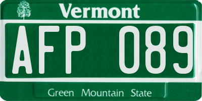 VT license plate AFP089