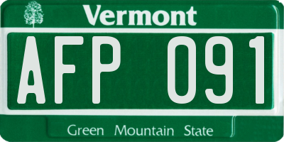 VT license plate AFP091