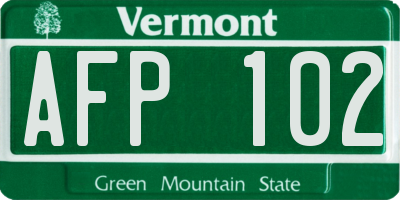 VT license plate AFP102