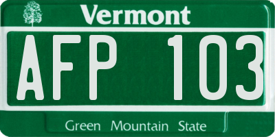 VT license plate AFP103