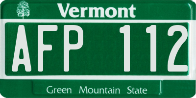 VT license plate AFP112
