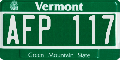 VT license plate AFP117