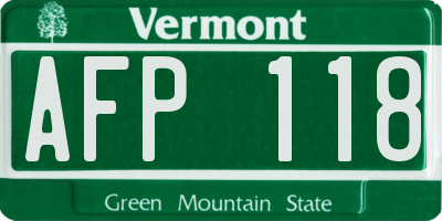 VT license plate AFP118
