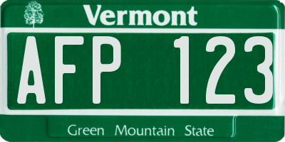 VT license plate AFP123