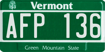 VT license plate AFP136