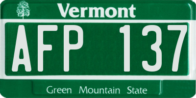 VT license plate AFP137