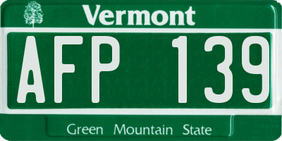 VT license plate AFP139