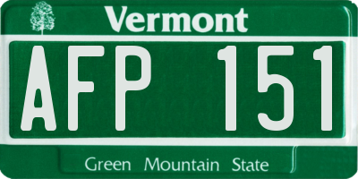 VT license plate AFP151