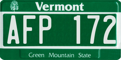 VT license plate AFP172