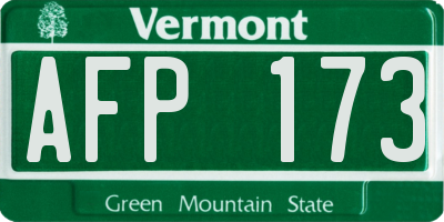 VT license plate AFP173