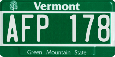 VT license plate AFP178