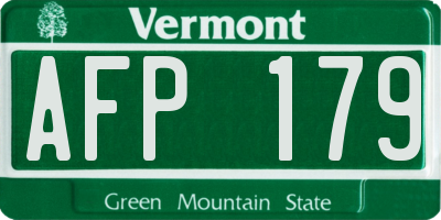VT license plate AFP179