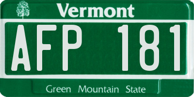 VT license plate AFP181