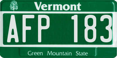 VT license plate AFP183