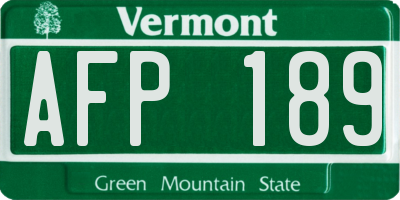 VT license plate AFP189
