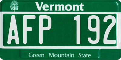 VT license plate AFP192