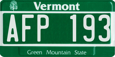 VT license plate AFP193