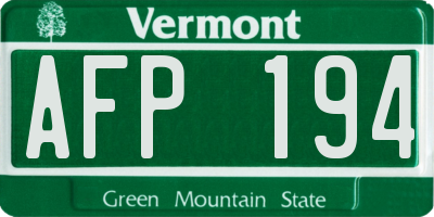 VT license plate AFP194