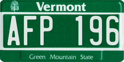 VT license plate AFP196