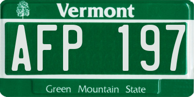 VT license plate AFP197
