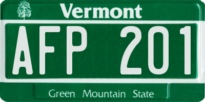 VT license plate AFP201